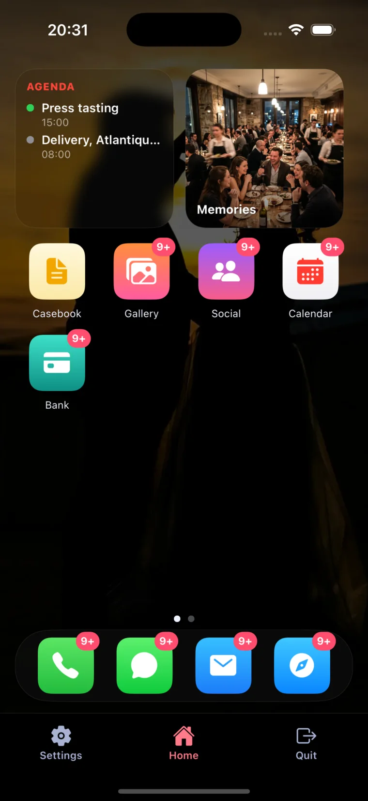 Écran d’accueil et applications à fouiller dans Unlocked